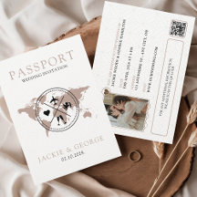 Cute Beige Passport - unikt destinationsbröllop