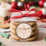 Cute Beige Red Gingerbröd Cookies Jul Runt Klistermärke<br><div class="desc">Ta med dig lite extra till dina helgdag med vår Cute Beige Red Gingerbrows Cookies-julmärket med en mysigt beige och rödgingerbrödkaka och det festliga citatet "Ho Ho, Ha en god jul." Designad för att ge värme och charm till alla paket, är dessa etiketter perfekt för att försegla presentpåsar, dekorera kakor...</div>