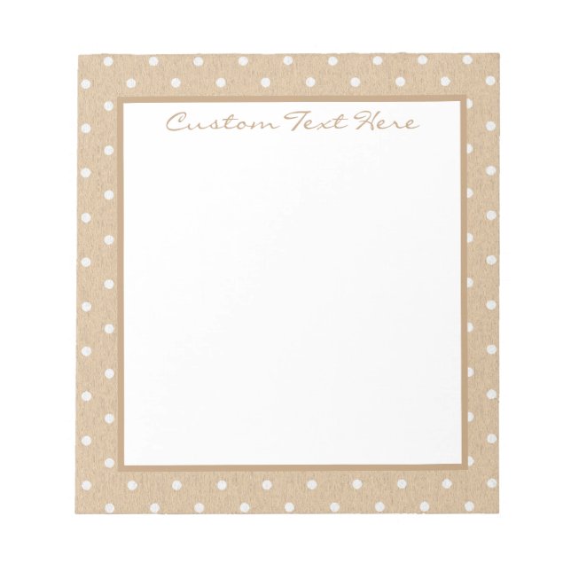 Cute Beige White Polka Dot Mönster Personlig Anteckningsblock (Framsida)