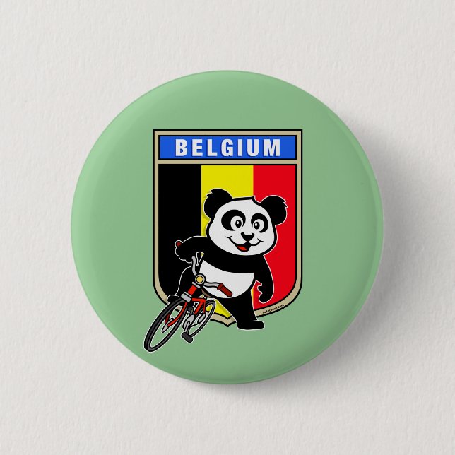 Cute Belgium Cycling Panda Knapp (Framsida)