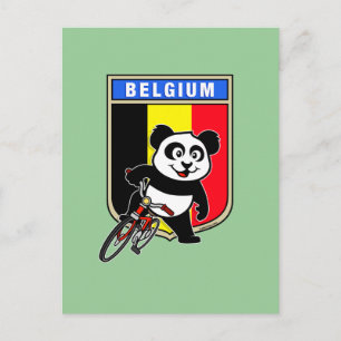 Cute Belgium Cycling Panda Vykort