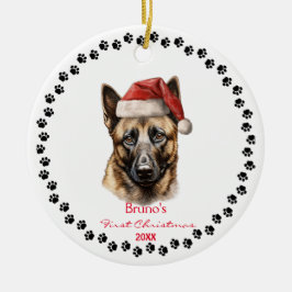 Cute Belgium Malinois Hund Santa Hat Tass Pencil A Julgransprydnad Keramik