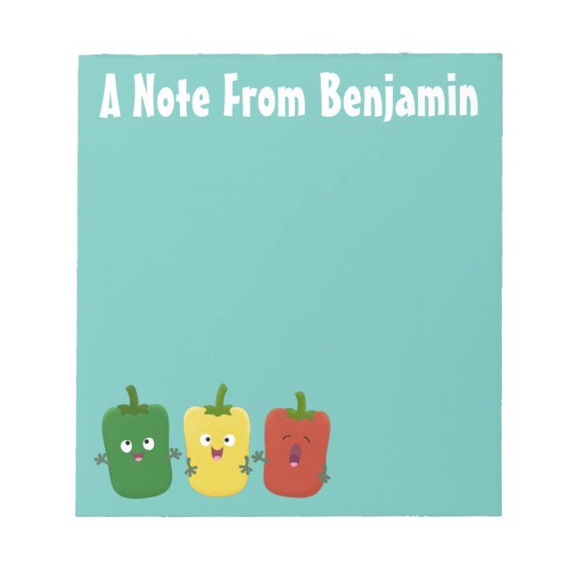 Cute bell pepper capsicum trio singel tecknad anteckningsblock (Framsida)