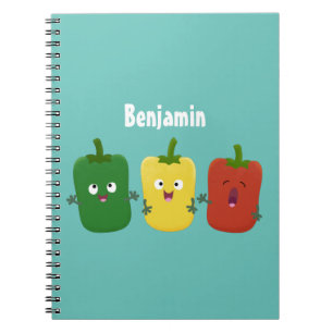 Cute bell pepper capsicum trio singel tecknad anteckningsbok