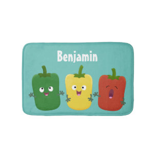 Cute bell pepper capsicum trio singel tecknad badrumsmatta