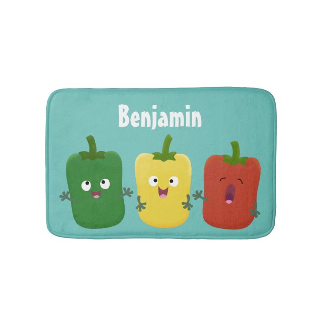Cute bell pepper capsicum trio singel tecknad badrumsmatta (Framsidan)