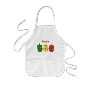 Cute bell pepper capsicum trio singel tecknad barnförkläde