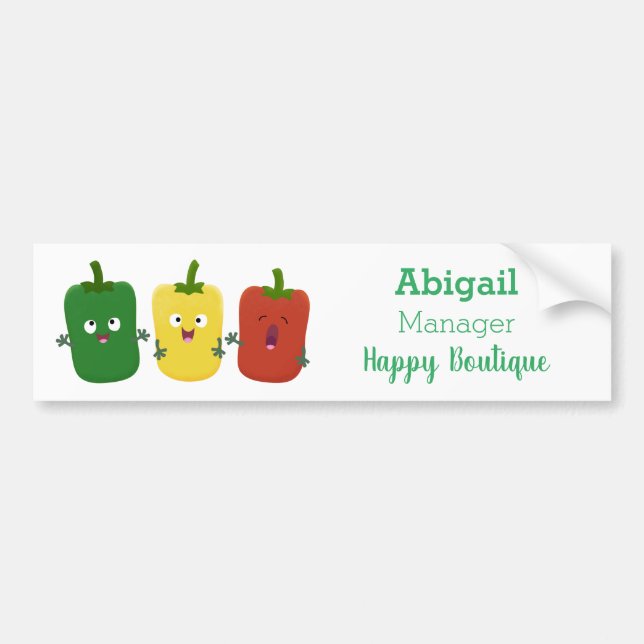 Cute bell pepper capsicum trio singel tecknad bildekal (Framsidan)