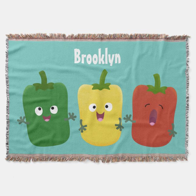 Cute bell pepper capsicum trio singel tecknad filt (Framsidan)