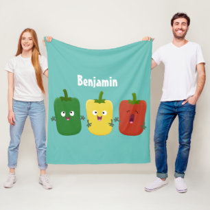 Cute bell pepper capsicum trio singel tecknad fleecefilt