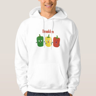 Cute bell pepper capsicum trio singel tecknad hoodie