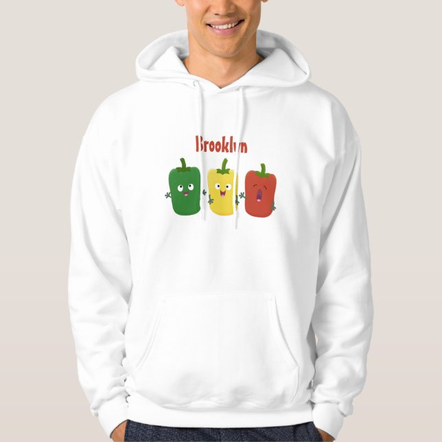 Cute bell pepper capsicum trio singel tecknad hoodie (Framsida)