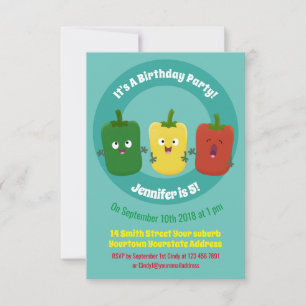Cute bell pepper capsicum trio singel tecknad in inbjudningar