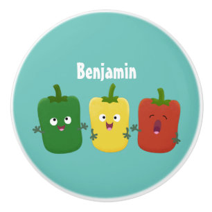 Cute bell pepper capsicum trio singel tecknad knopp