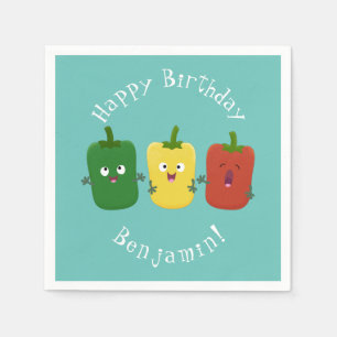 Cute bell pepper capsicum trio singel tecknad pappersservett