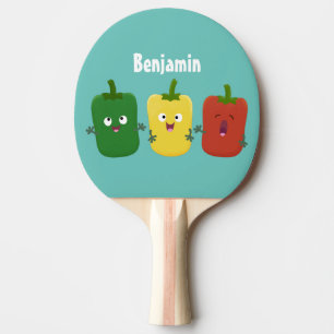 Cute bell pepper capsicum trio singel tecknad pingisracket