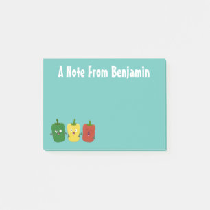 Cute bell pepper capsicum trio singel tecknad post-it block