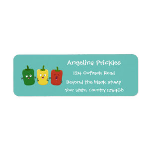 Cute bell pepper capsicum trio singel tecknad returadress etikett