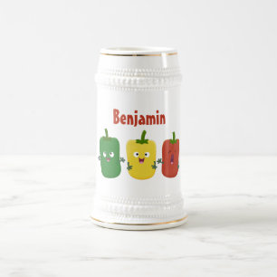 Cute bell pepper capsicum trio singel tecknad sejdel
