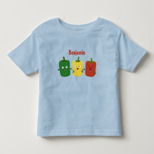 Cute bell pepper capsicum trio singel tecknad t shirt