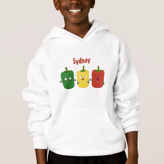 Cute bell pepper capsicum trio singel tecknad t shirt (Framsida)