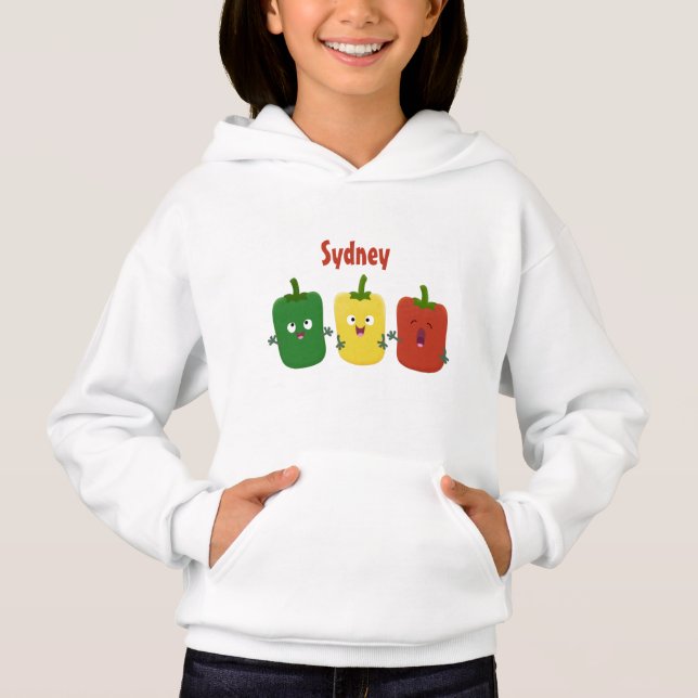 Cute bell pepper capsicum trio singel tecknad t shirt (Framsida)