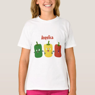 Cute bell pepper capsicum trio singel tecknad t shirt