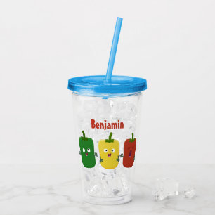 Cute bell pepper capsicum trio singel tecknad take away mugg