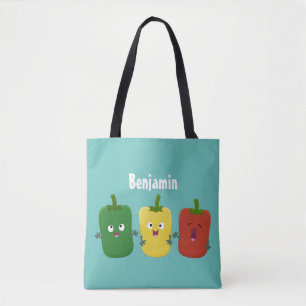 Cute bell pepper capsicum trio singel tecknad tygkasse