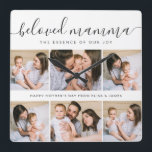 Cute Beloved mamma Mamma Mors dag fotokollage Fyrkantig Klocka<br><div class="desc">Markera varje ögonblick med "Beloved Mamma"-väggklockan, där tiden visas genom de ömma ögonblicksbilderna av de första föräldraledigheterna. När vi går in på fotot bilder i lycklig Mors dag är den här klockan en gåva i personligen anpassningsbar Mors dag som firar de "första" som går för fort. Det är inte bara...</div>