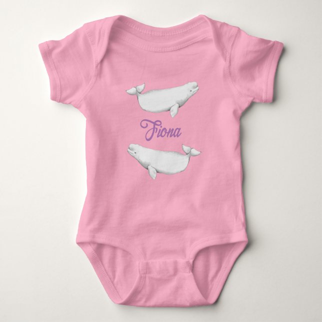 Cute Beluga Whale Illustration Pastel T Shirt (Framsida)