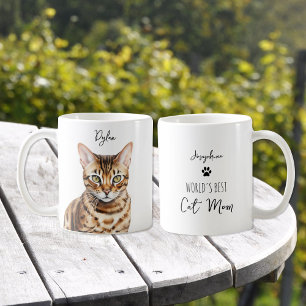 Cute Bengal Cat Anpassningsbar Best Mamma / Pappa Kaffemugg