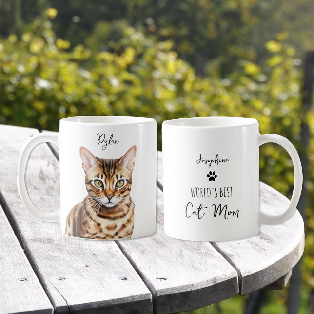 Cute Bengal Cat Anpassningsbar Best Mamma / Pappa Kaffemugg (Skapare uppladdad)