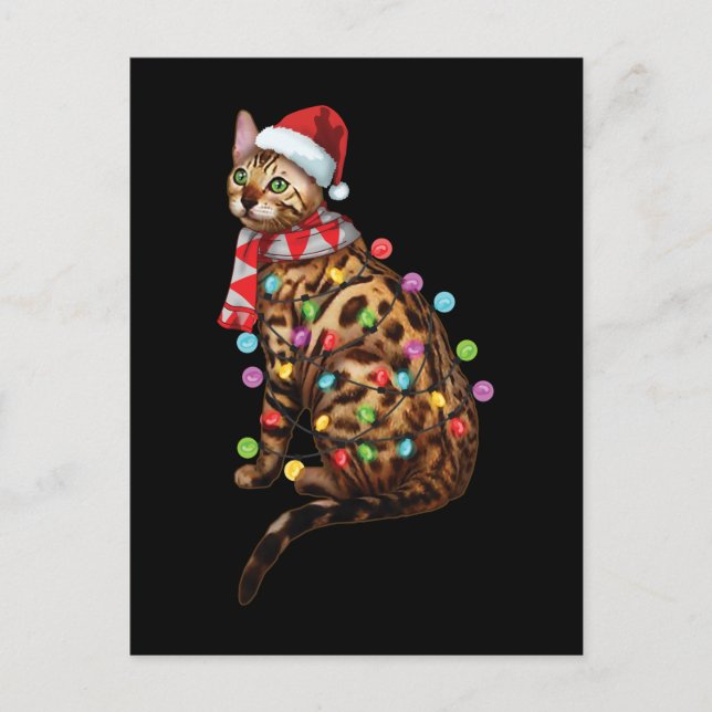 Cute Bengal Cat Funny Julgåvor - Helgdag Vykort (Framsida)