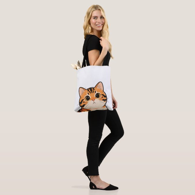 Cute Bengal Cat Tote Bag Tygkasse (På modell)
