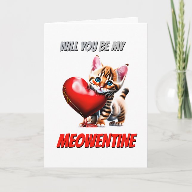 Cute bengal kitten Red Hjärmeowentine valentine Helgkort (Framsida)