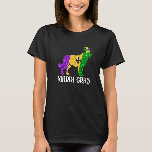 Cute Bernard Dog Lover Mardi Gras Party Jester Mas T Shirt (Framsida)