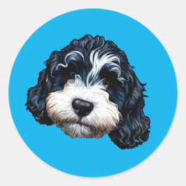 Cute Bernedoodle Classic Round Sticker Runt Klistermärke