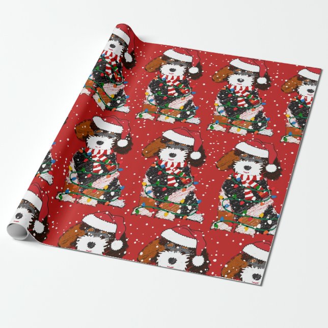 Cute Bernedoodle Mountain Hund Red Presentpapper (Utrullad)