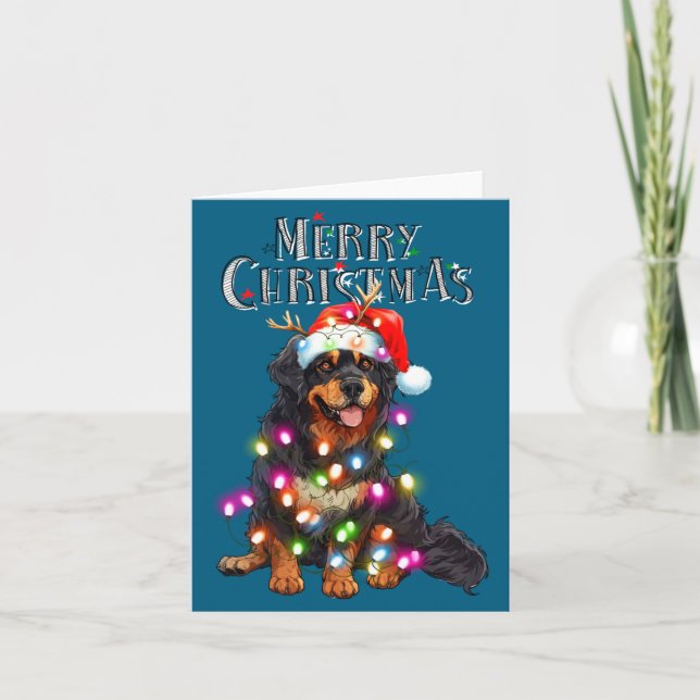Cute Bernese Mountain Christmas Lights Xmas Dog Lo Kort (Framsida)