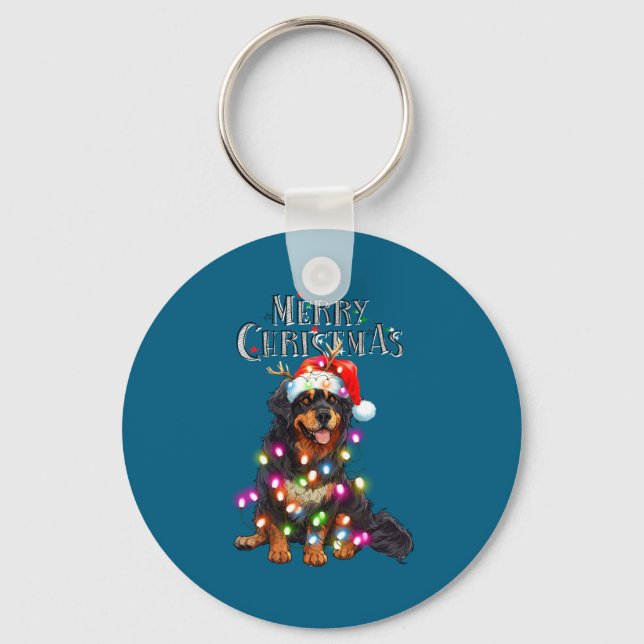Cute Bernese Mountain Christmas Lights Xmas Dog Lo Nyckelring (Framsida)