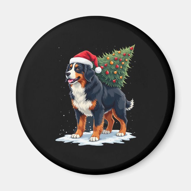 Cute Bernese Mountain Dog in a Christmas Tree for  Magnet (Framsidan)