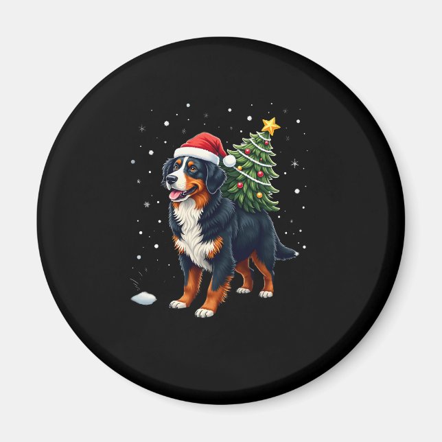 Cute Bernese Mountain Dog in a Christmas Tree for  Magnet (Framsidan)
