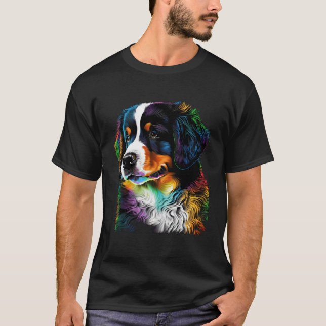 Cute Bernese Mountain Dog Puppy  Unique Artistic T Shirt (Framsida)