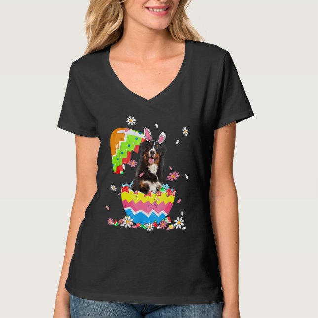 Cute Bernese Mountain Egg Påsk Day Hund Hund T Shirt (Framsida)