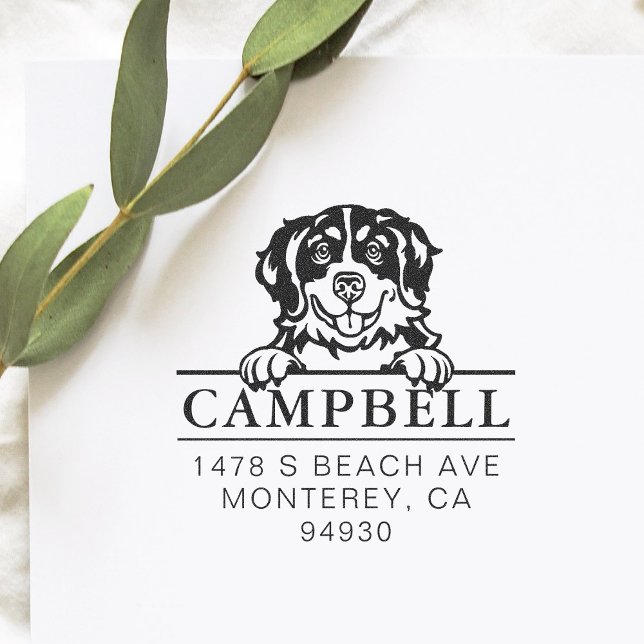 Cute Bernese Mountain Hund Anpassningsbar Adress Självfärgande Stämpel (Skapare uppladdad)