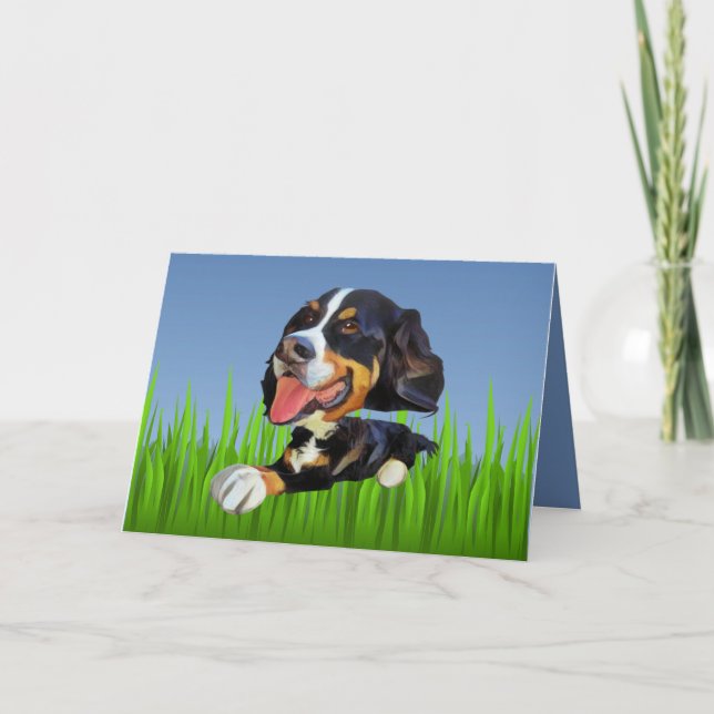 Cute Bernese Mountain Hund Greeting Card Kort (Framsida)