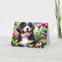 Cute Bernese Mountain Hund Puppy Bleeding Hearts Kort