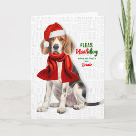 Cute Bernie Dog Funny Fleas Navidog with Name Helgkort