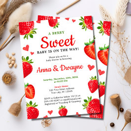 Cute Berry Sweet Baby Strawberry Baby Shower Inbjudningar